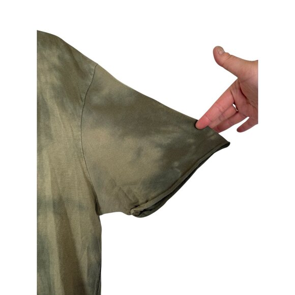 ZARA Army Green Tie Dye Short Sleeve Circle Neck Tee Shirt - Large - Picture 4 of 5